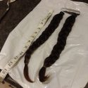 Two 13″ braids. Dyed dark brown. Thick.